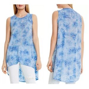 NWT Vince Camuto Blue Burnout Hi Low Tunic Top Sleeveless Size S Relaxed